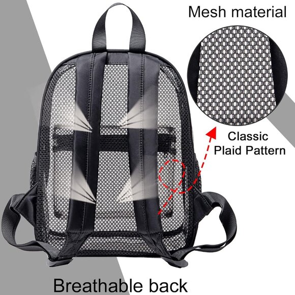 New Beautiful Dark Black Clear Small Backpack for Girls, Women's (12x12x6) - Picture 3 of 8